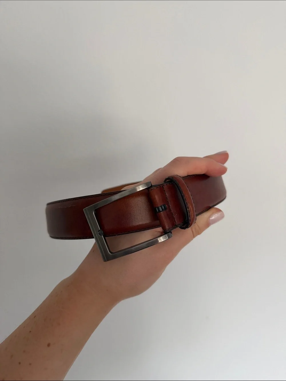 Magnanni Men's Leather Belt in Cognac Brown size 32